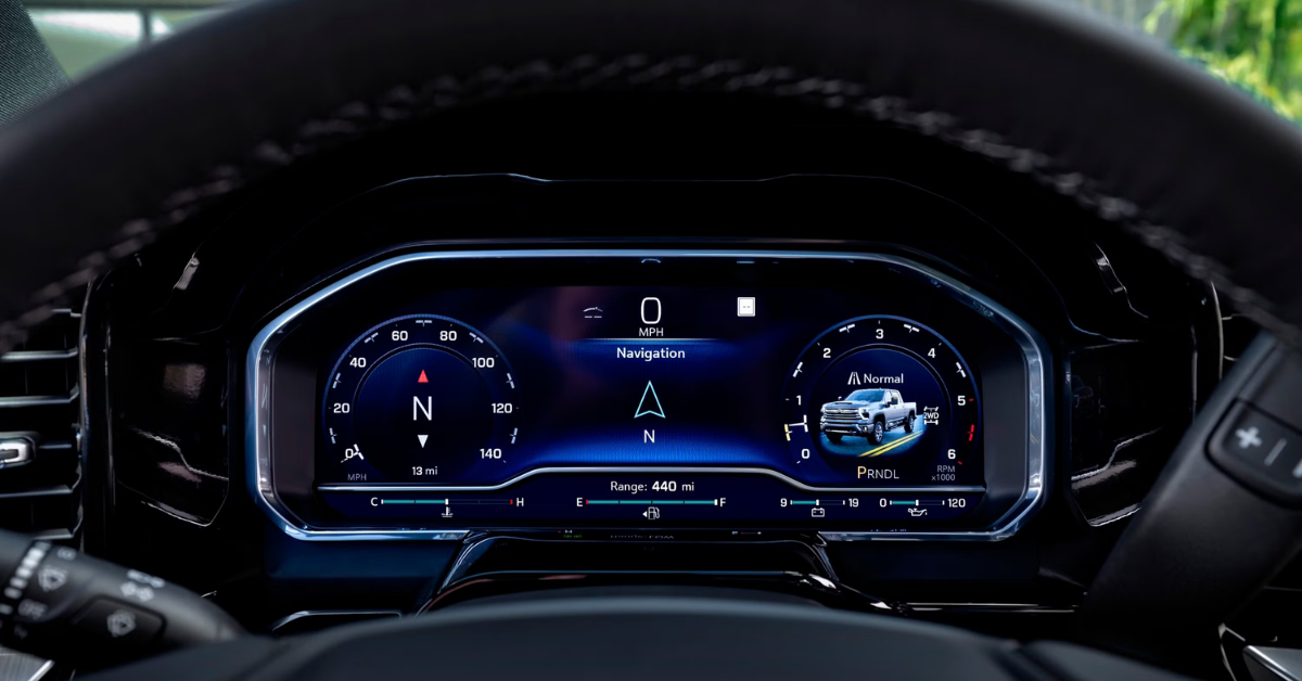 2025 Chevy silverado pop up dashboard display through the steering wheel